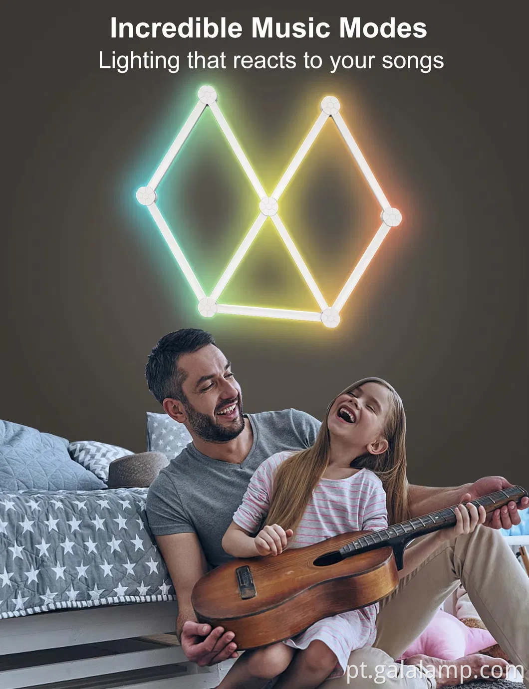 Lâmpada de parede segmentada RGB inteligente para jogos e decoração de casa